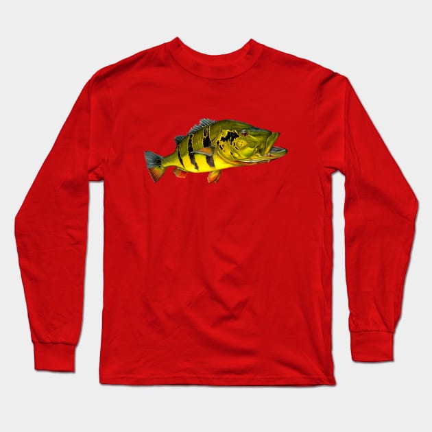 PEACOCK BASS Long Sleeve T-Shirt by Art by Paul